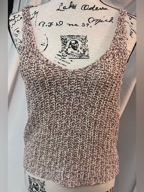 Women's Heathered Taupe Knit Tank Top - Sleeveless Scoop Neck